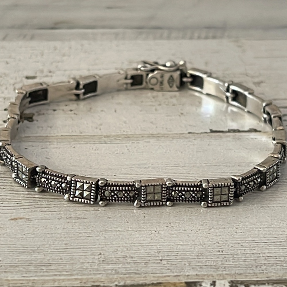 Judith Jack Sterling Silver Marcasite Tennis Bracelet Vintage - Picture 3 of 7